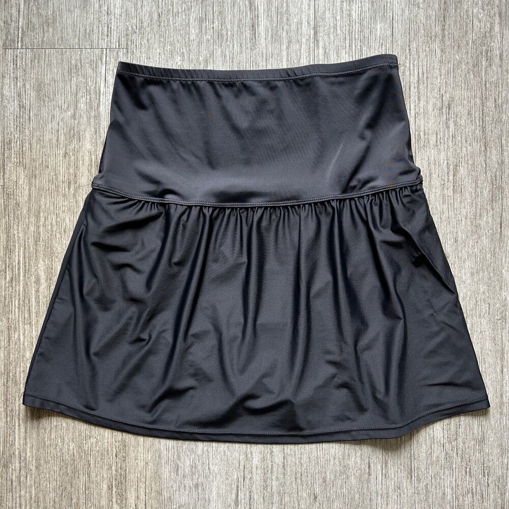 Island Escape Black High Waist Full Coverage Swimsuit Bottom Skort Skirt Size 10